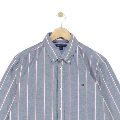 Mens Striped Shirt Stretch Button Down Long Sleeve