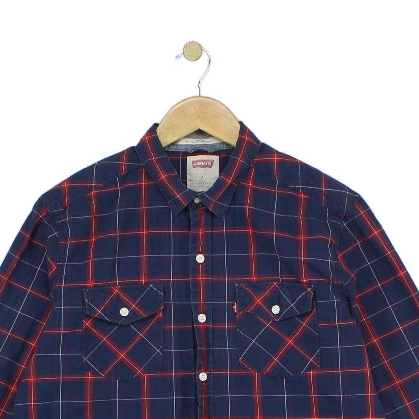 Mens Plaid Shirt Button Up Check