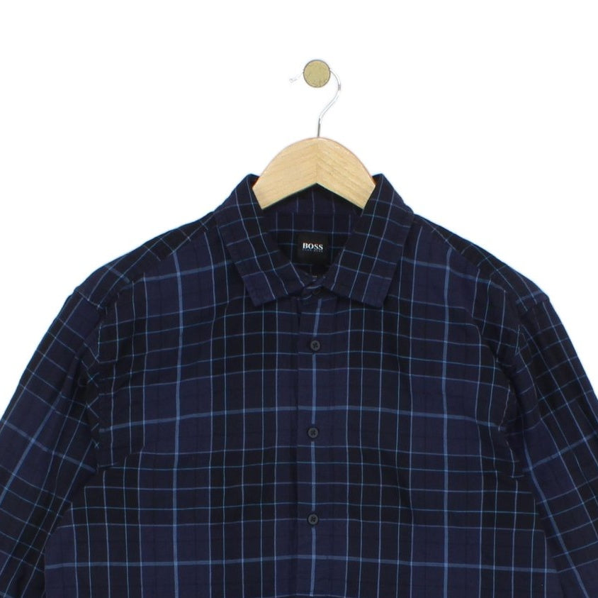 Mens Plaid Shirt Long Sleeve Check Cotton