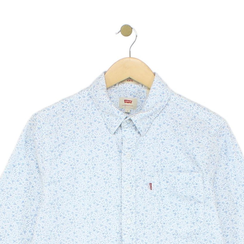 Mens Floral Shirt Stretch Slim Fit Button Up