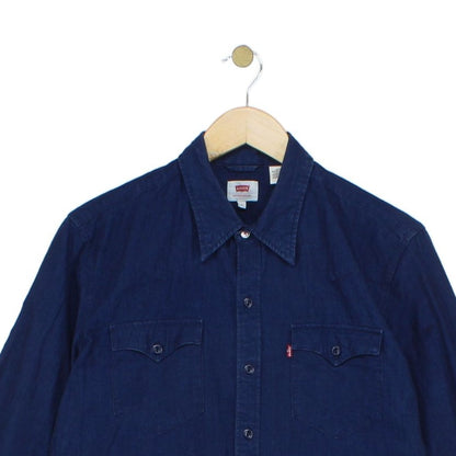 Mens Denim Shirt Button Up Long Sleeve Cotton