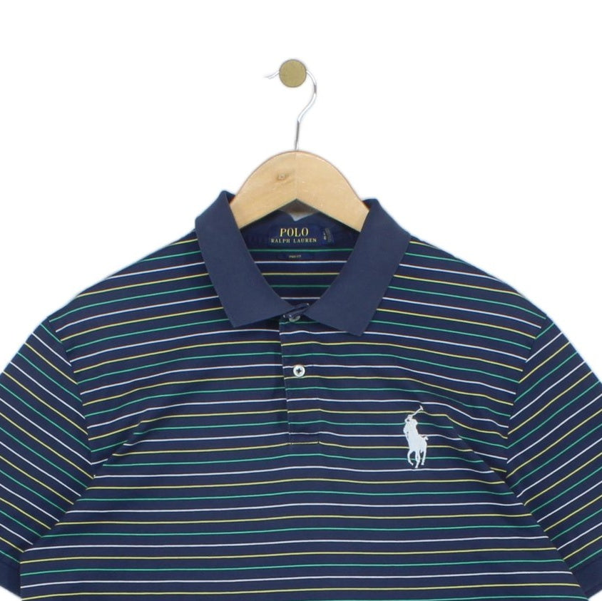 Mens Striped Polo Shirt Short Sleeve Pro Fit