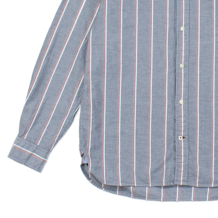 Mens Striped Shirt Stretch Button Down Long Sleeve