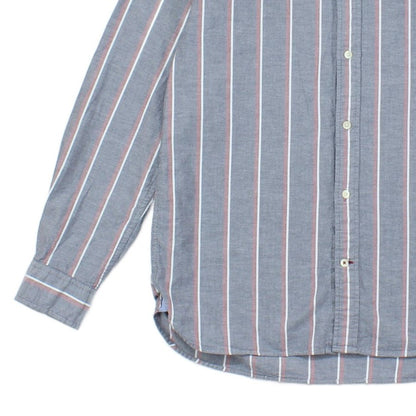 Mens Striped Shirt Stretch Button Down Long Sleeve