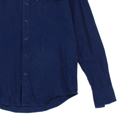Mens Denim Shirt Button Up Long Sleeve Cotton