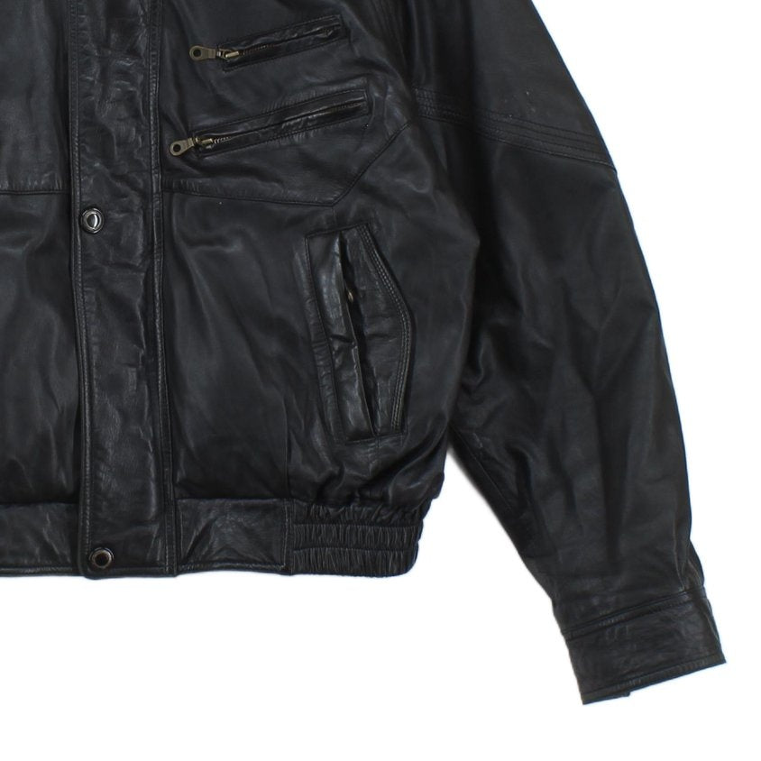 Mens Leather Jacket Biker Retro Motorcycle