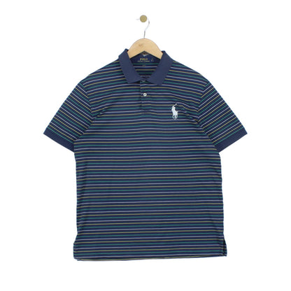 Mens Striped Polo Shirt Short Sleeve Pro Fit