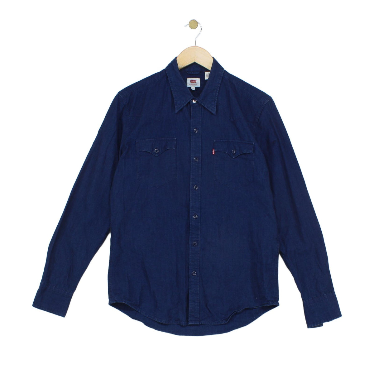 Mens Denim Shirt Button Up Long Sleeve Cotton