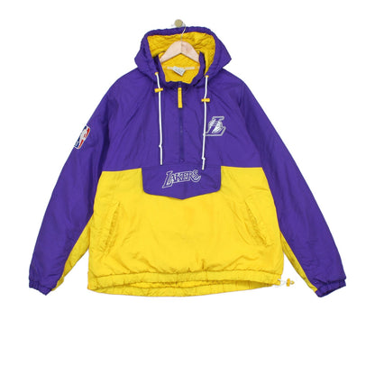 Mens La Lakers 1/4 Zip Jacket Nba Hooded Insulated