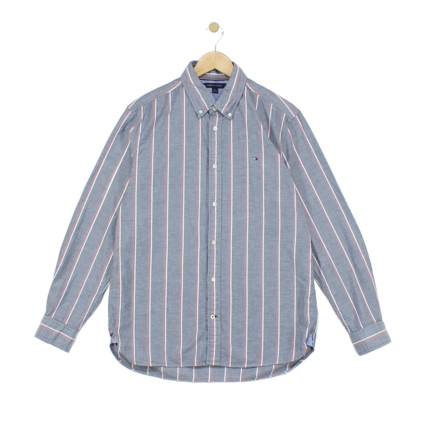 Mens Striped Shirt Stretch Button Down Long Sleeve