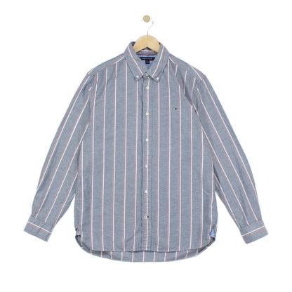 Mens Striped Shirt Stretch Button Down Long Sleeve