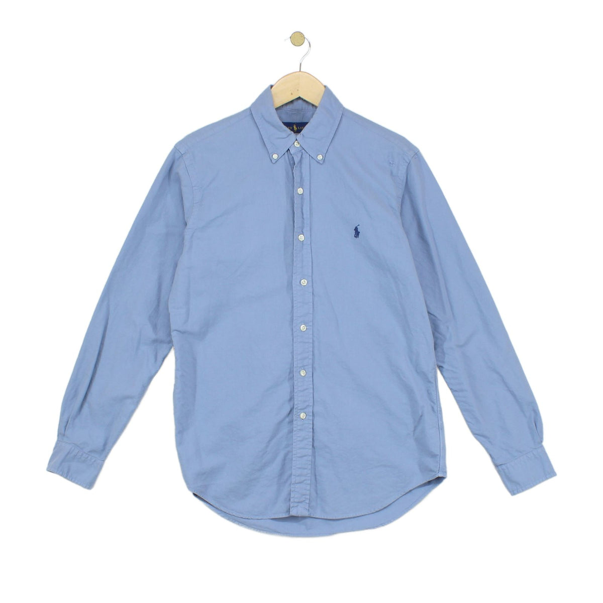 Mens Shirt Button Down Long Sleeve Embroidered Logo
