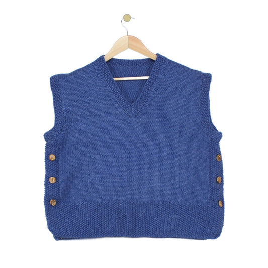 Womens V-Neck Jumper Chunky Knit Buttoned Knit