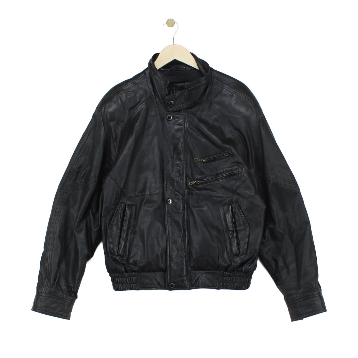 Mens Leather Jacket Biker Retro Motorcycle