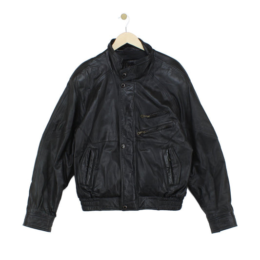 Mens Leather Jacket Biker Retro Motorcycle