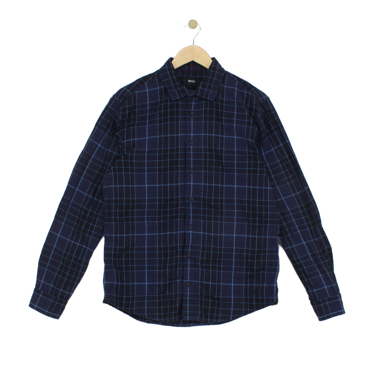 Mens Plaid Shirt Long Sleeve Check Cotton