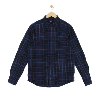 Mens Plaid Shirt Long Sleeve Check Cotton