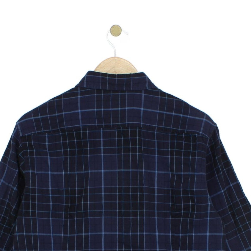 Mens Plaid Shirt Long Sleeve Check Cotton