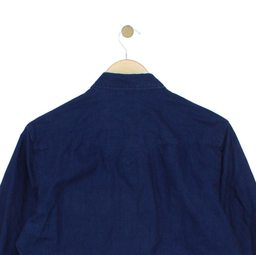 Mens Denim Shirt Button Up Long Sleeve Cotton