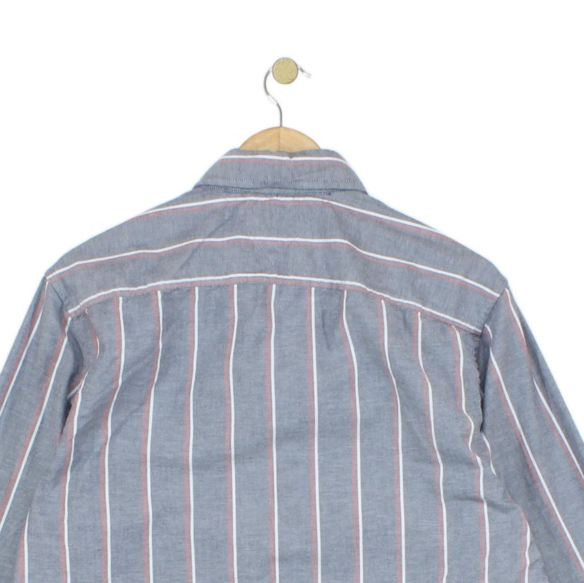Mens Striped Shirt Stretch Button Down Long Sleeve