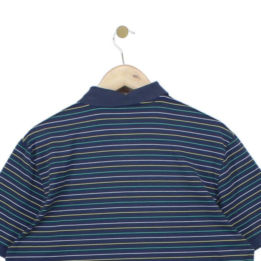Mens Striped Polo Shirt Short Sleeve Pro Fit