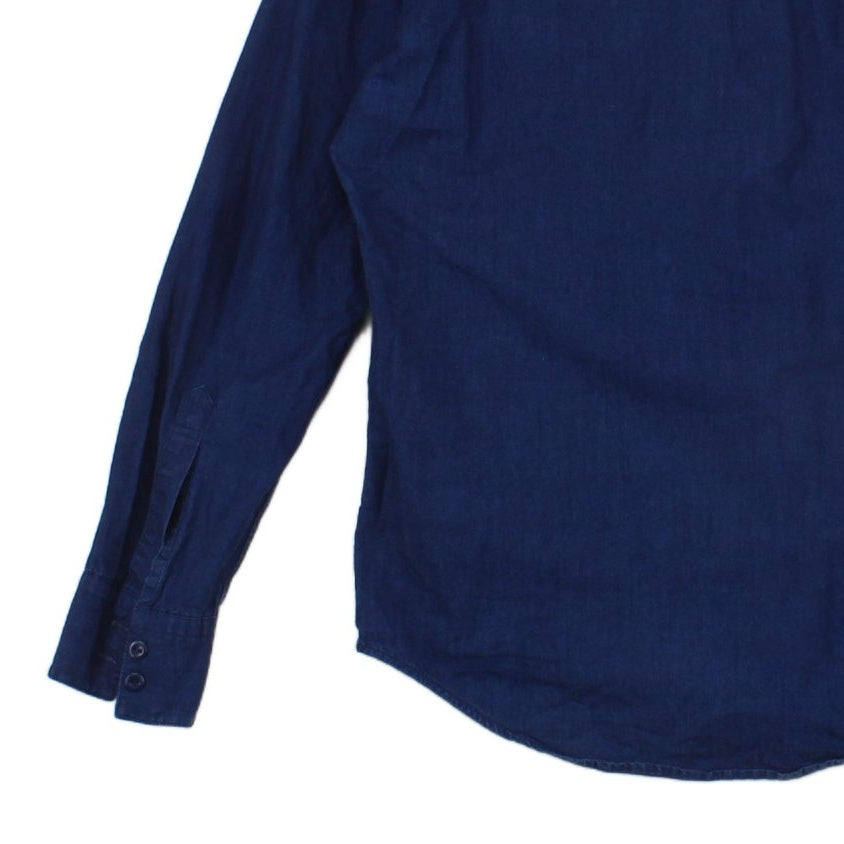 Mens Denim Shirt Button Up Long Sleeve Cotton