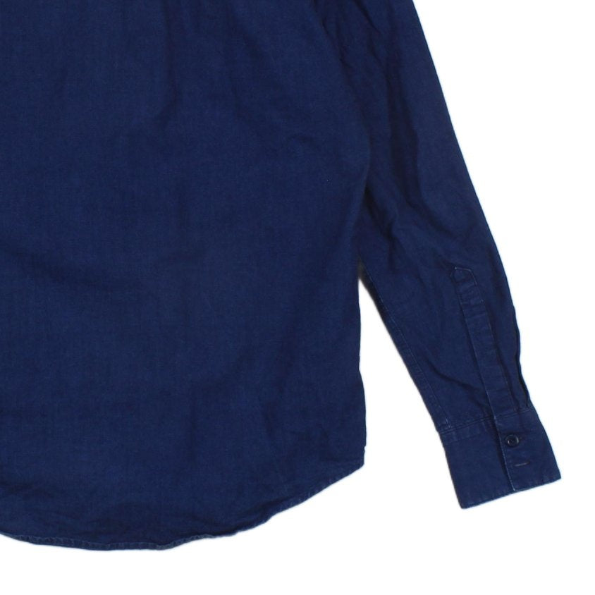 Mens Denim Shirt Button Up Long Sleeve Cotton