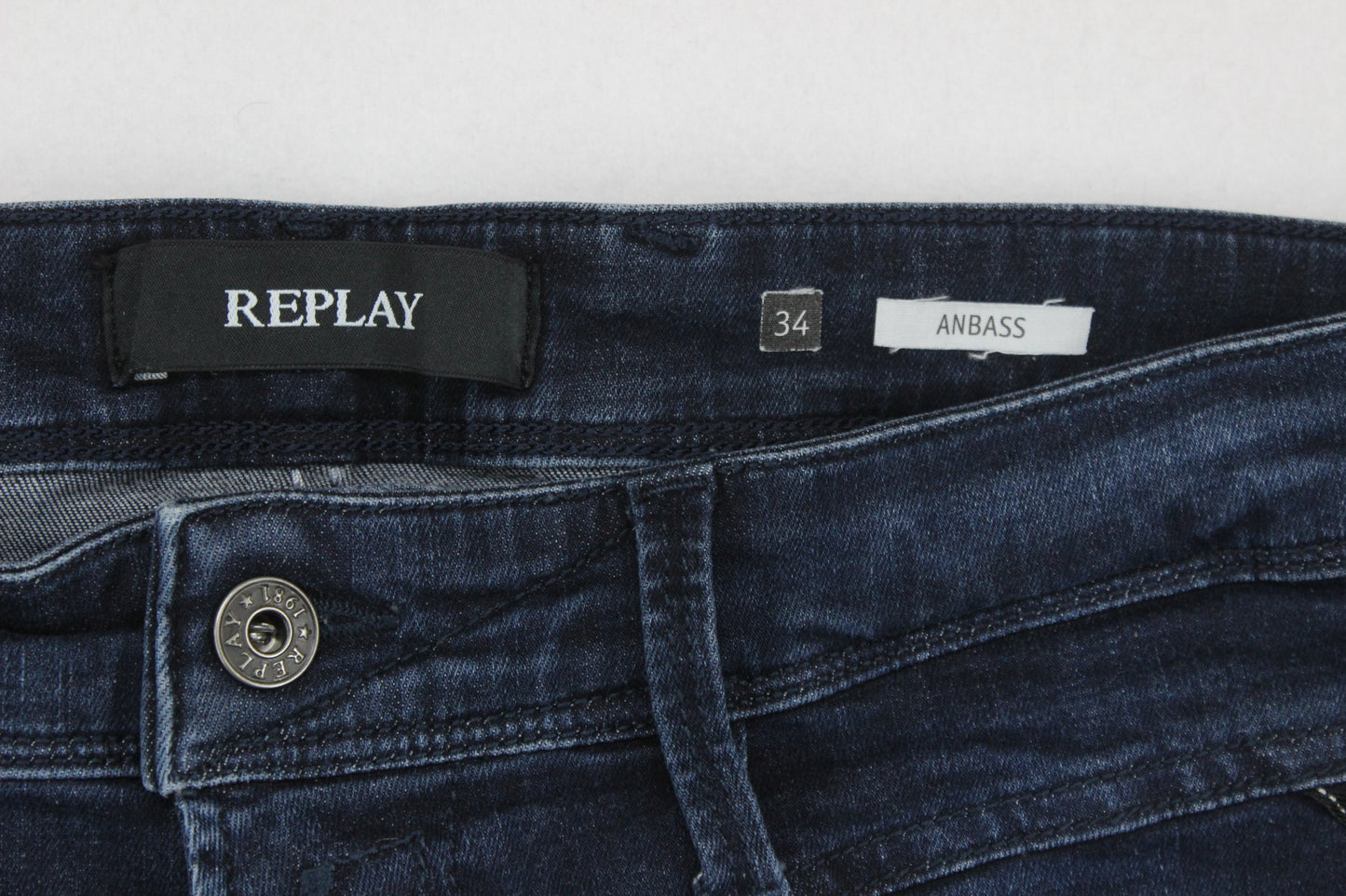 Mens Anbass Jeans Denim Slim Fit Dark Wash