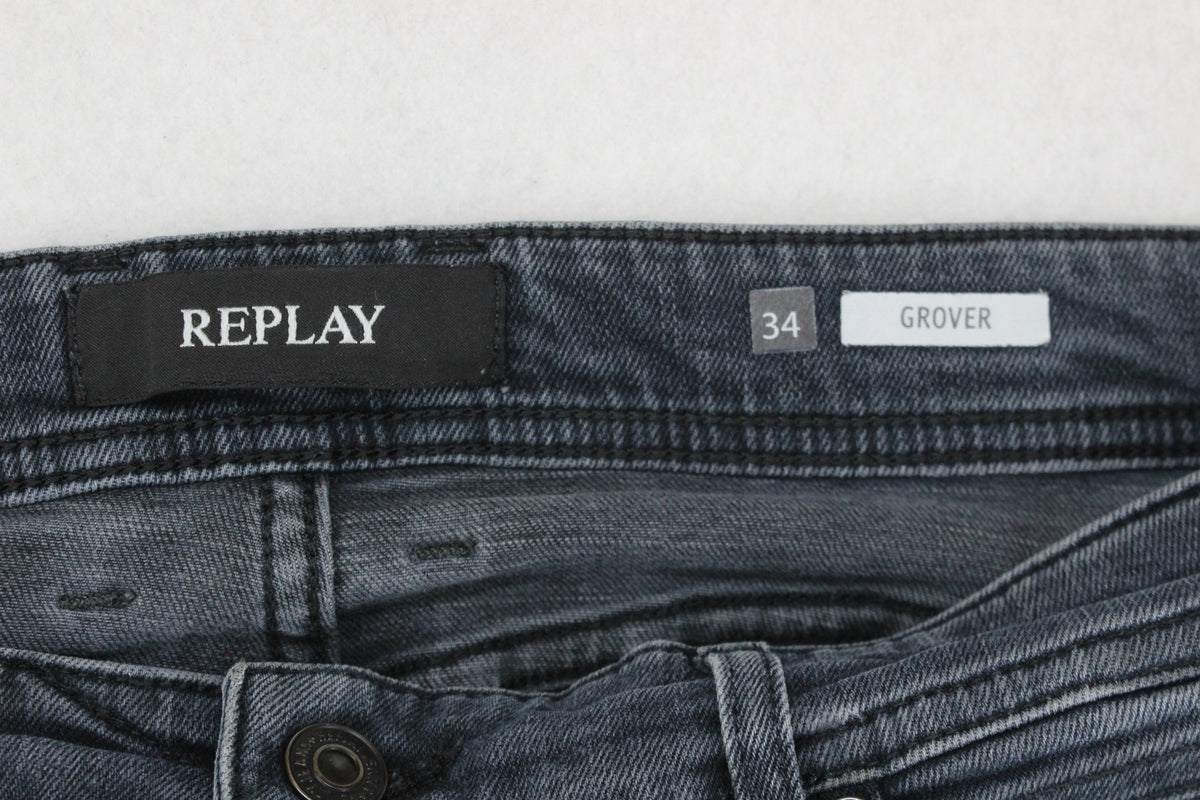 Mens Grover Jeans Stretch Denim Slim Fit Button Fly