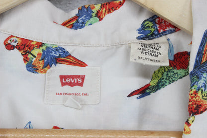 Mens Shirt Parrot Short Sleeve Casual Tropical