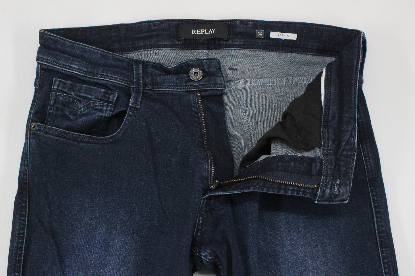 Mens Anbass Jeans Denim Slim Fit Dark Wash