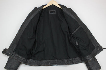Mens Leather Jacket Biker Motorcycle Zipped