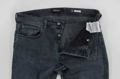 Mens Grover Jeans Stretch Denim Slim Fit Button Fly