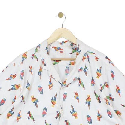 Mens Shirt Parrot Short Sleeve Casual Tropical