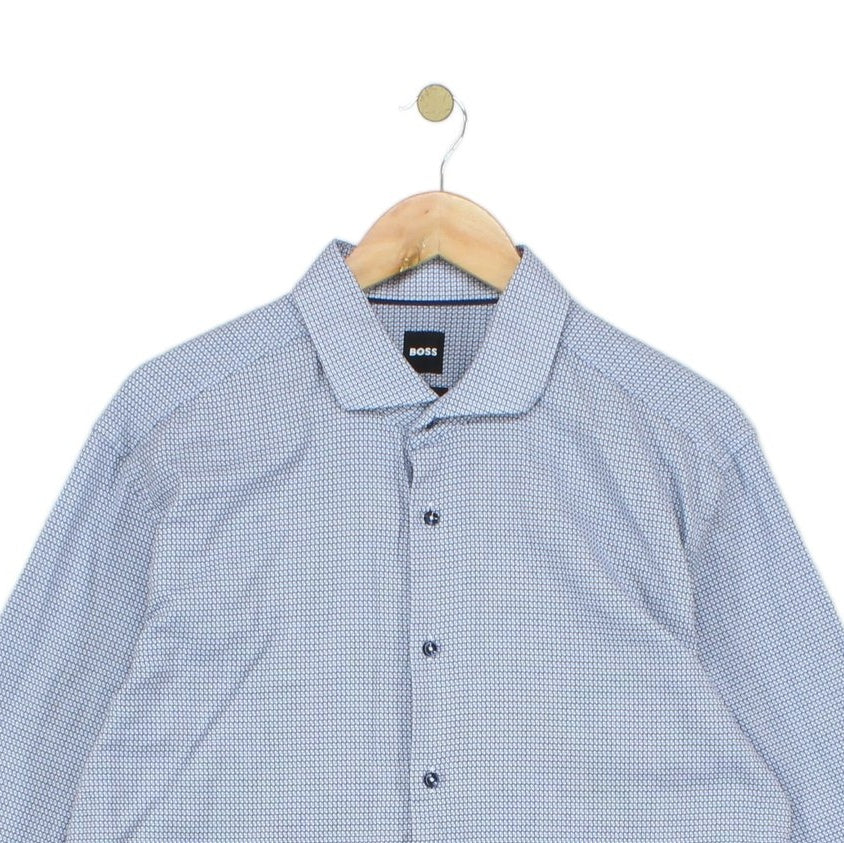 Mens Abstract Shirt Stretch Slim Fit Long Sleeve