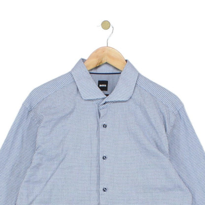 Mens Abstract Shirt Stretch Slim Fit Long Sleeve