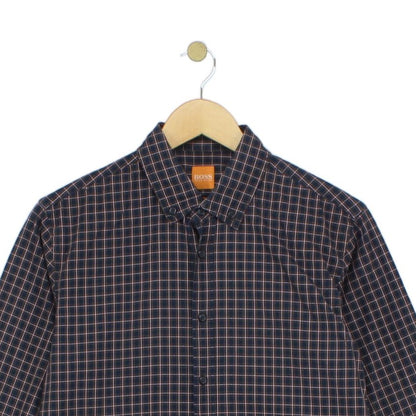 Mens Shirt Check Slim Fit Long Sleeve