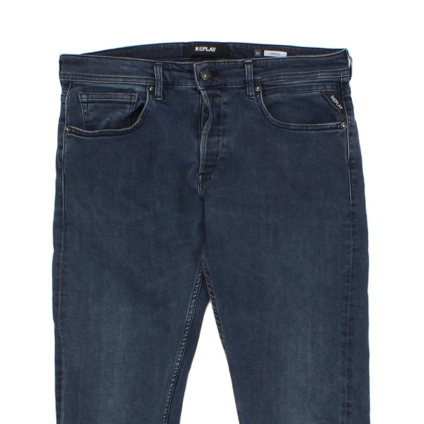 Mens Grover Jeans Stretch Denim Slim Fit Button Fly