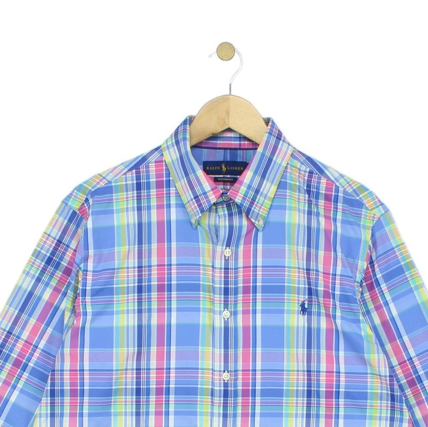 Mens Plaid Shirt Performance Button Up