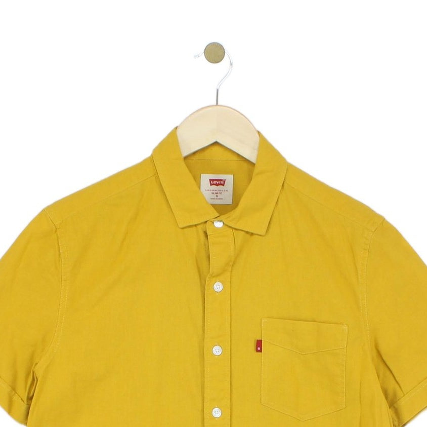 Mens Shirt Slim Fit Short Sleeve Button Up