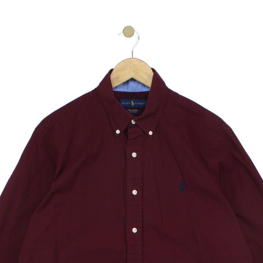 Mens Shirt Cotton Button Down Long Sleeve