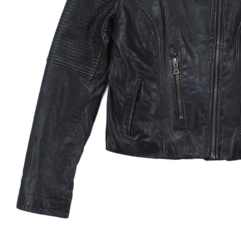 Womens Leather Jacket Full Zip Biker