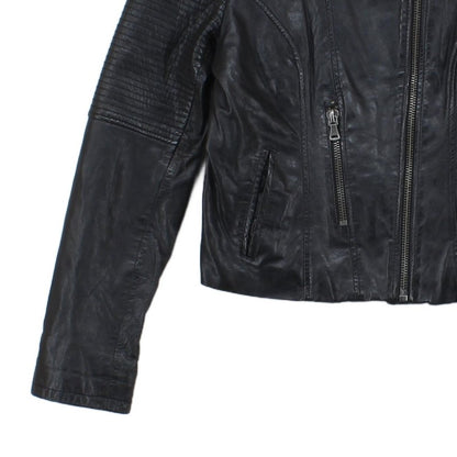 Womens Leather Jacket Full Zip Biker