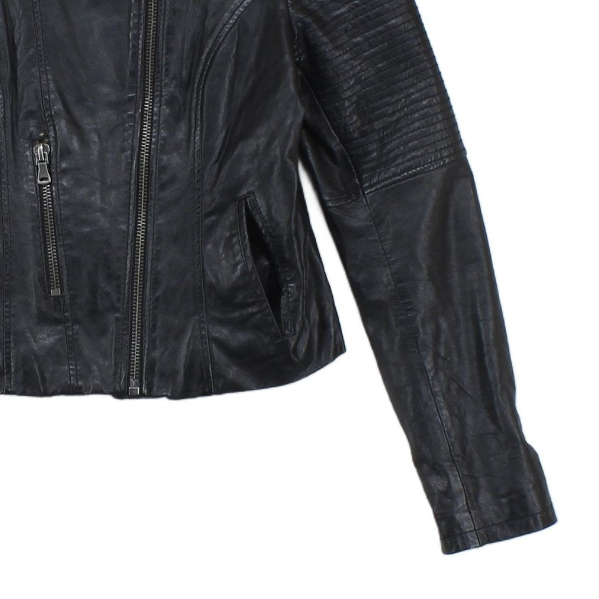 Womens Leather Jacket Full Zip Biker
