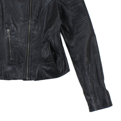 Womens Leather Jacket Full Zip Biker