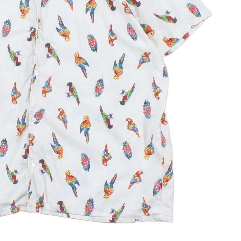 Mens Shirt Parrot Short Sleeve Casual Tropical