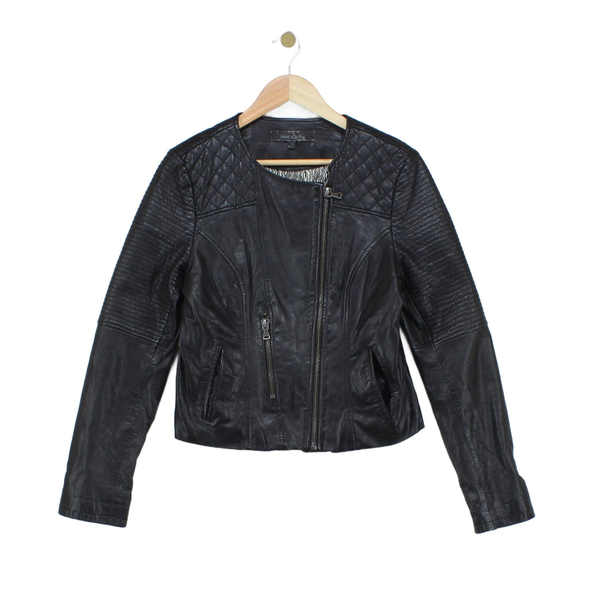 Womens Leather Jacket Full Zip Biker