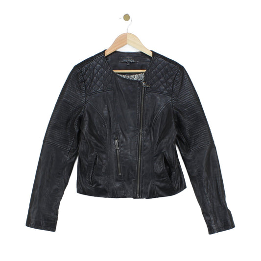 Womens Leather Jacket Full Zip Biker