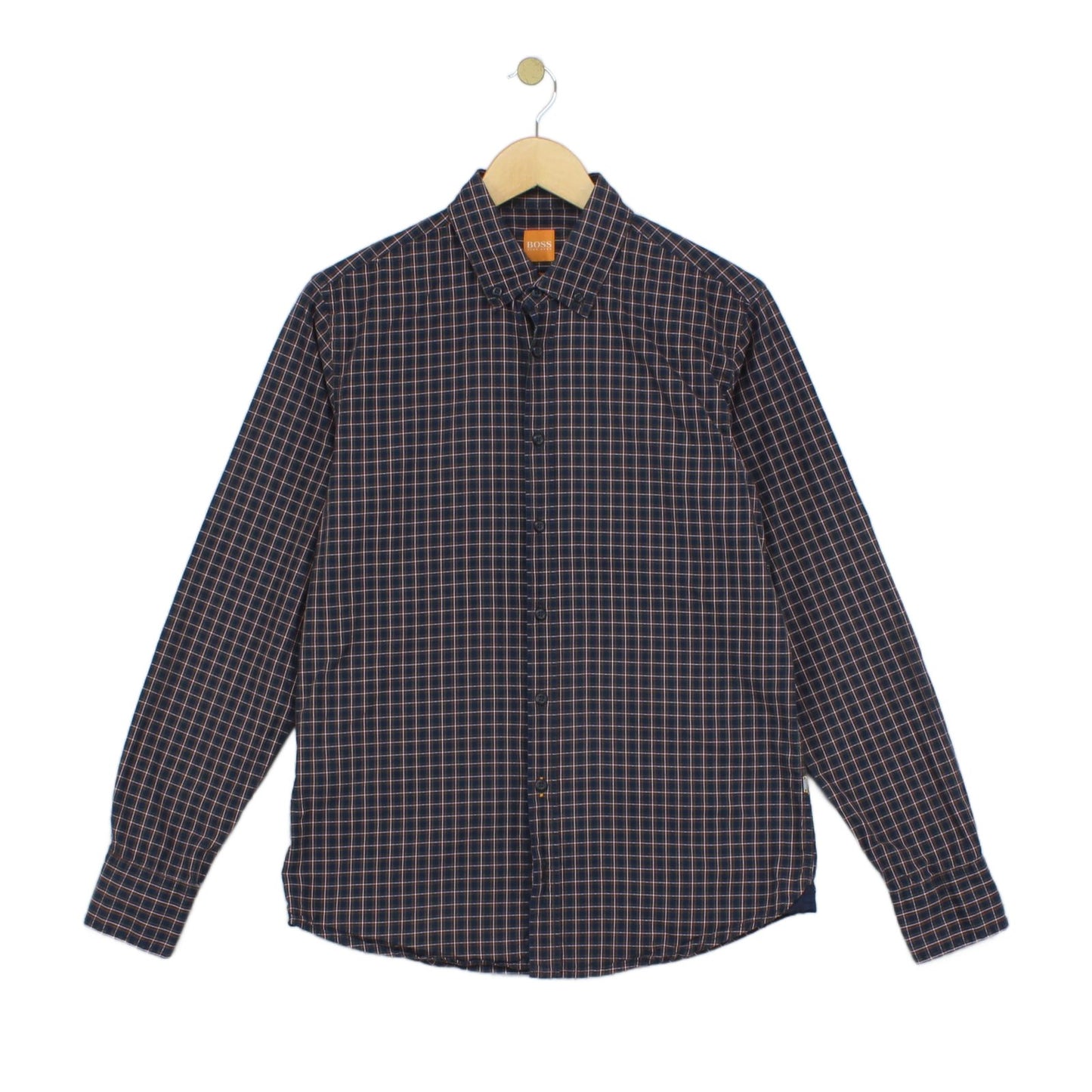Mens Shirt Check Slim Fit Long Sleeve