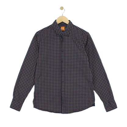 Mens Shirt Check Slim Fit Long Sleeve